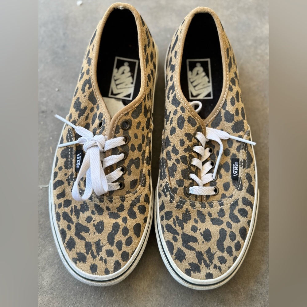 Vans Tan and Black Animal Print Sneakers